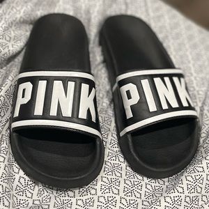 Victoria secret PINK black slides. Size medium.